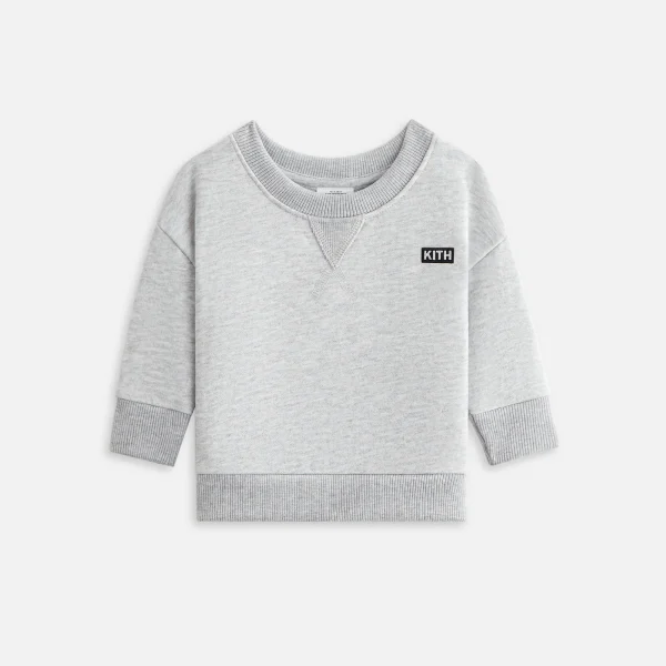 kith baby long sleeve nelson crew sweatshirt light heather grey - KITH-SHOP