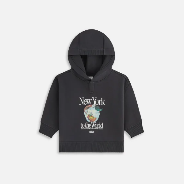 kith baby new york globe apple hoodie black - KITH-SHOP