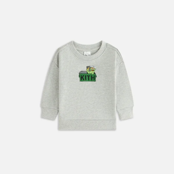 kith baby sesame street oscar nelson crewneck sweatshirt medium heather gray - KITH-SHOP