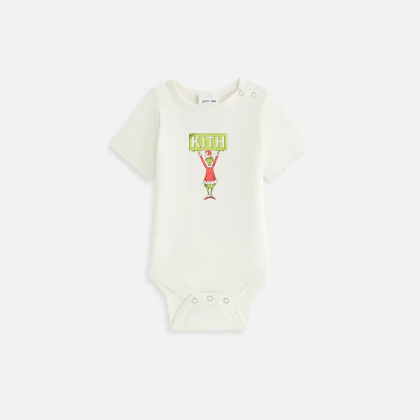 kith baby the grinch classic logo bodysuit in sandrift - KITH-SHOP