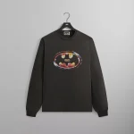 kith batman vintage logo long sleeve tee black - KITH-SHOP