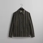 kith black striped flannel boxy overshirt with collar - KITH-SHOP