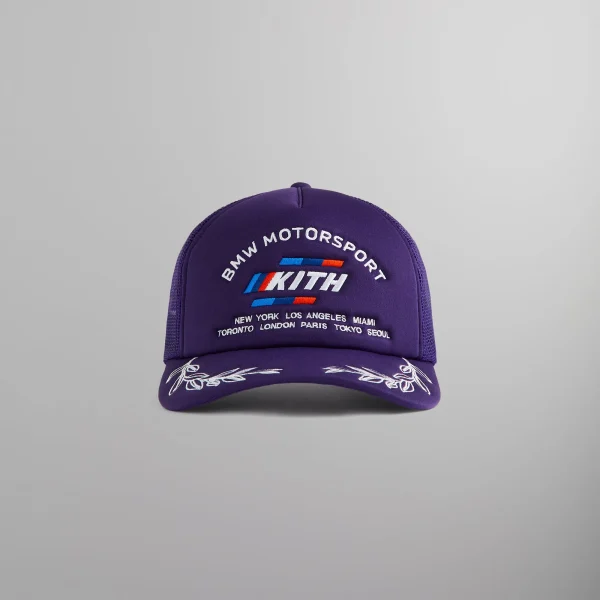 kith bmw m noland trucker hat in techno violet - KITH-SHOP