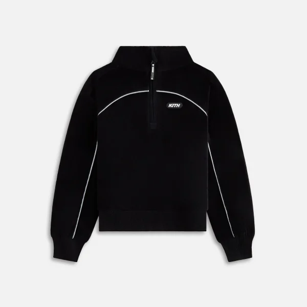 kith kids black velour hunter quarter zip sweatshirt - KITH-SHOP