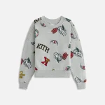 kith kids light heather grey nelson printed crewneck sweatshirt - KITH-SHOP