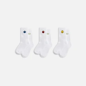 kith kids sesame street 3 pack white crew socks - KITH-SHOP