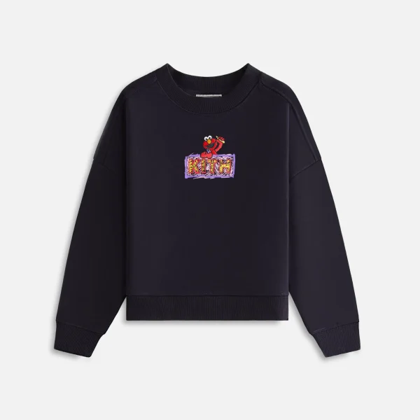 kith kids sesame street elmo nelson black crewneck sweatshirt - KITH-SHOP