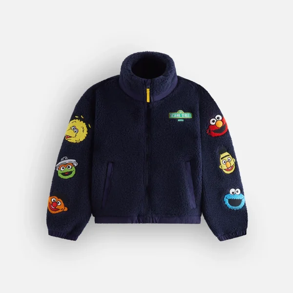 kith kids sesame street sherpa jacket night blue - KITH-SHOP