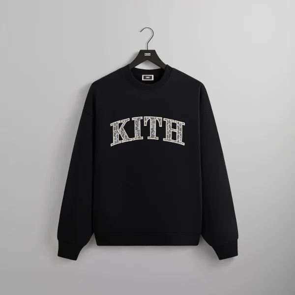 kith nelson arched lace crewneck sweater black - KITH-SHOP