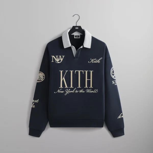 kith nelson collared pullover in nocturnal - KITH-SHOP