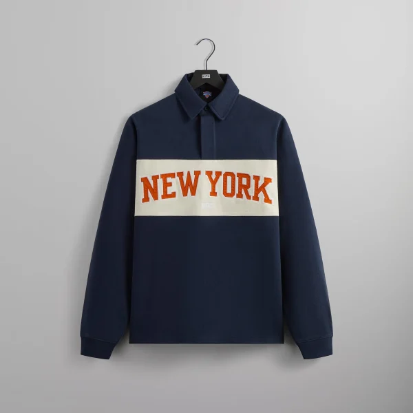 kith new york knicks nocturnal long sleeve rugby shirt - KITH-SHOP