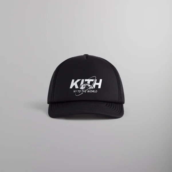 kith ny to the world black nolan trucker cap - KITH-SHOP