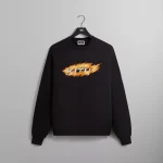 kith orbit flame vintage nelson black crewneck sweatshirt - KITH-SHOP