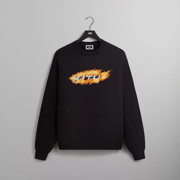 kith orbit flame vintage nelson black crewneck sweatshirt - KITH-SHOP