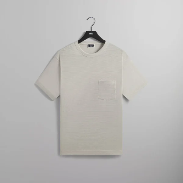 kith pointelle mesh leonard pocket tee in concrete - KITH-SHOP