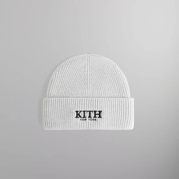 kith serif mia beanie in light heather grey - KITH-SHOP