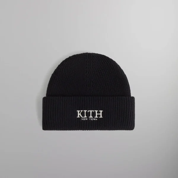 kith serif mia black beanie - KITH-SHOP