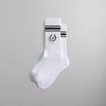 kith striped laurel logo socks white - KITH-SHOP