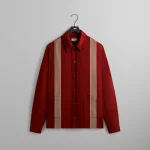 kith sueded sateen boxy collared overshirt in almandine - KITH-SHOP