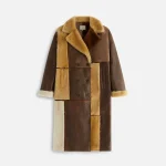 kith women s amis patchwork shearling coat in oxford - KITH-SHOP