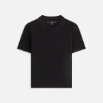 kith women s arys monogram pointelle black tee - KITH-SHOP