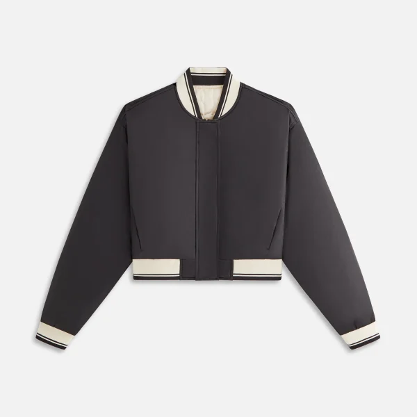 kith women s black landry cropped satin bomber jacket - KITH-SHOP