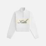 kith women s hunter ii script quarter zip pullover light heather grey - KITH-SHOP