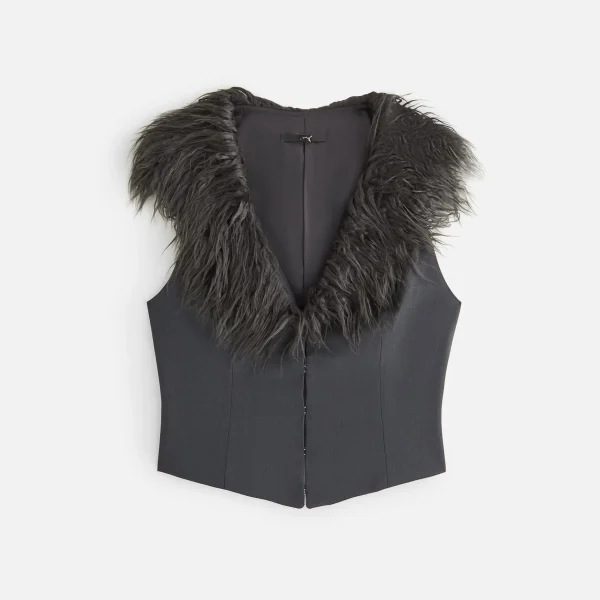 kith women s kyani fur collar vest black - KITH-SHOP