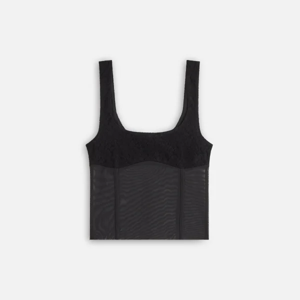 kith women s liyah plush lace mesh tank top black - KITH-SHOP