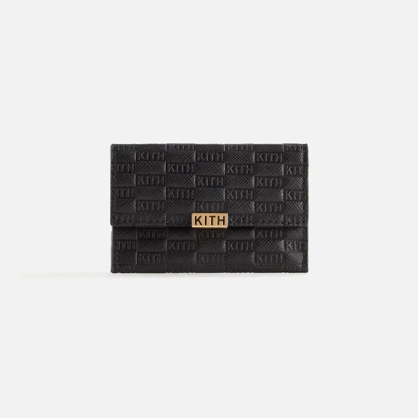 kith women s monogram double card holder in black - KITH-SHOP