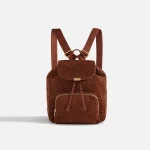 kith women s monogrammed debossed suede backpack in walnut - KITH-SHOP