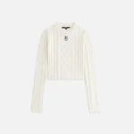 kith women s mulberry cable knit crest long sleeve sweater sandrift - KITH-SHOP