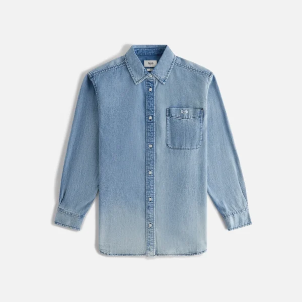 kith women s ora ii mid wash denim shirt hayden style - KITH-SHOP