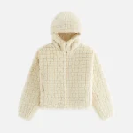 kith women s toshi checked teddy bomber jacket in veil - KITH-SHOP