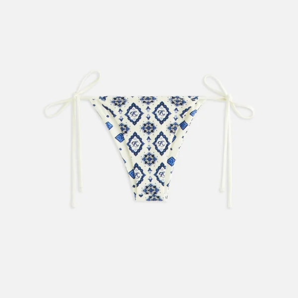 kith women s tova baroque tile tie bottom swimsuit sandrift - KITH-SHOP