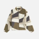 kith women s waverly ii patchwork fleece jacket plaster - KITH-SHOP