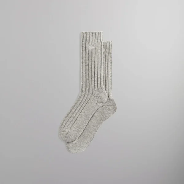 kith wool blend socks in light heather grey - KITH-SHOP