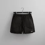 kith wrinkle nylon boreum cargo shorts black - KITH-SHOP