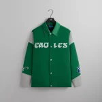 kith x 47 nfl eagles kieran coaches jacket parrot green - KITH-SHOP