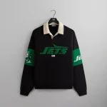 kith x 47 nfl jets nelson collared pullover black - KITH-SHOP