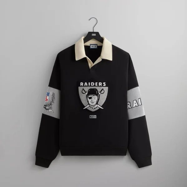 kith x 47 nfl raiders nelson collared pullover hoodie black - KITH-SHOP