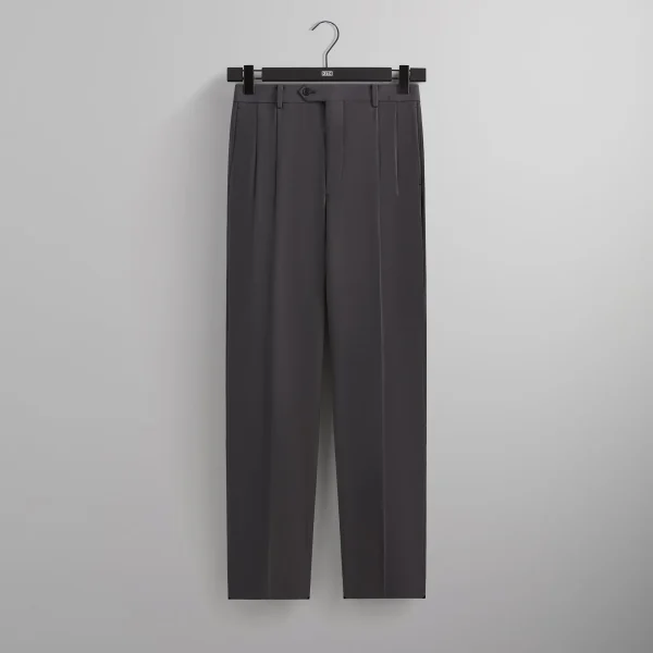 kith x auralee light wool max gabardine two tuck slacks in gray pinstripe - KITH-SHOP