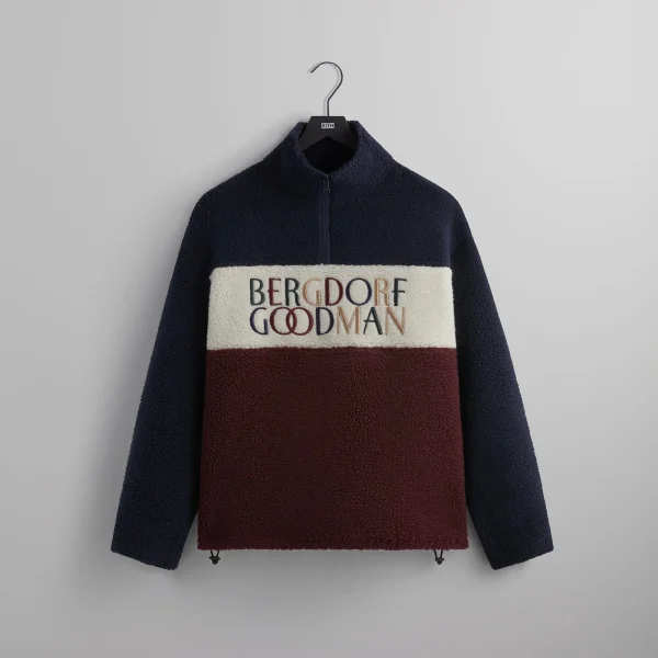 kith x bergdorf goodman heavy sherpa nocturnal quarter zip - KITH-SHOP