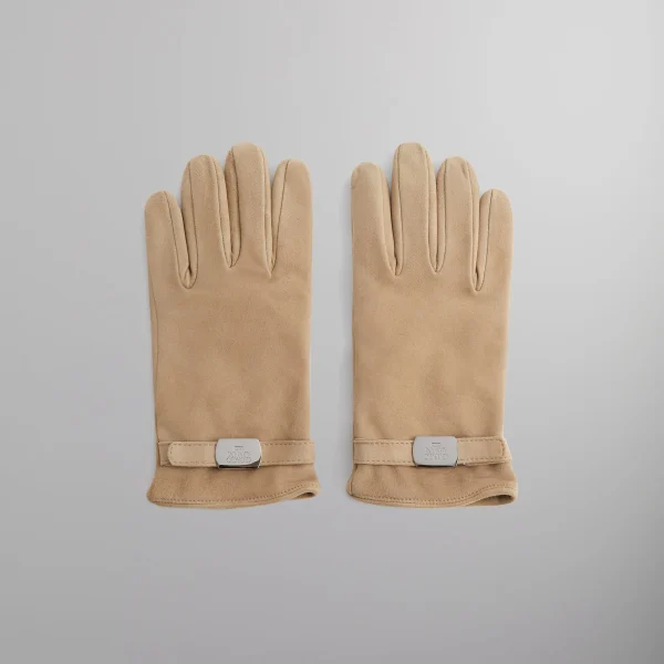 kith x giorgio armani luxury creme suede gloves - KITH-SHOP