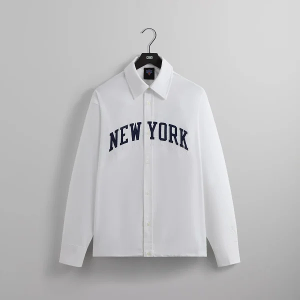 kith x new york knicks carson button down shirt white - KITH-SHOP