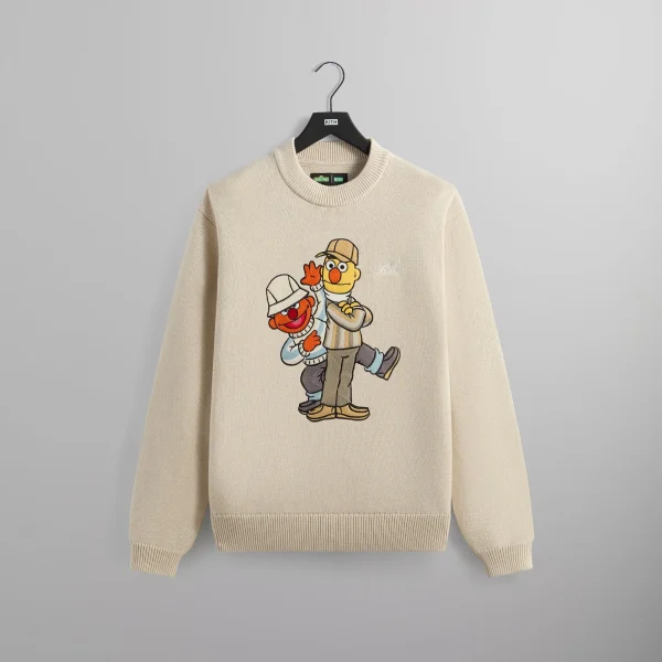 kith x sesame street bert ernie crewneck sweater sandy heather - KITH-SHOP