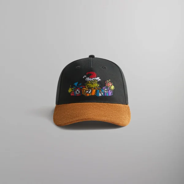 kith x the grinch bay low pinch crown black snapback cap - KITH-SHOP