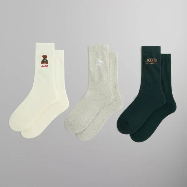 kithmas 3 pack multi color crew socks - KITH-SHOP