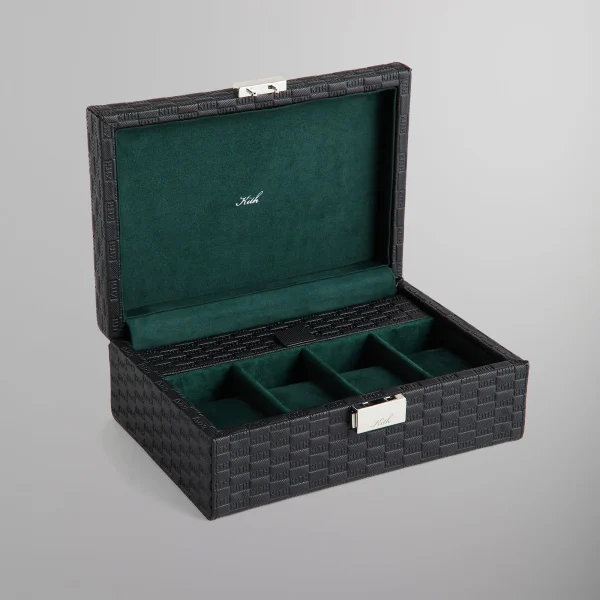 kithmas monogram black saffiano leather watch box with storage - KITH-SHOP