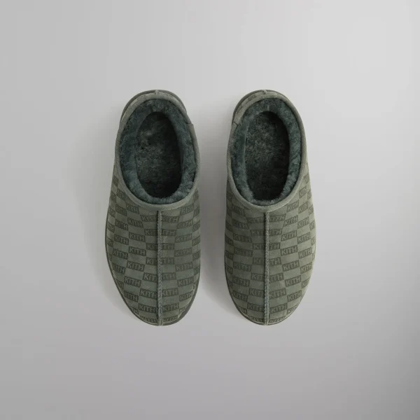 kithmas monogrammed shearling slippers cozy stadium edition - KITH-SHOP